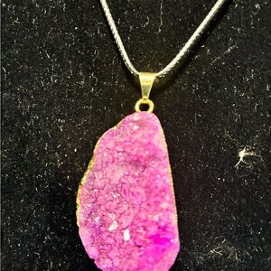 Pink Druzy Pendant Necklace – Sparkling Crystal Statement Jewelry